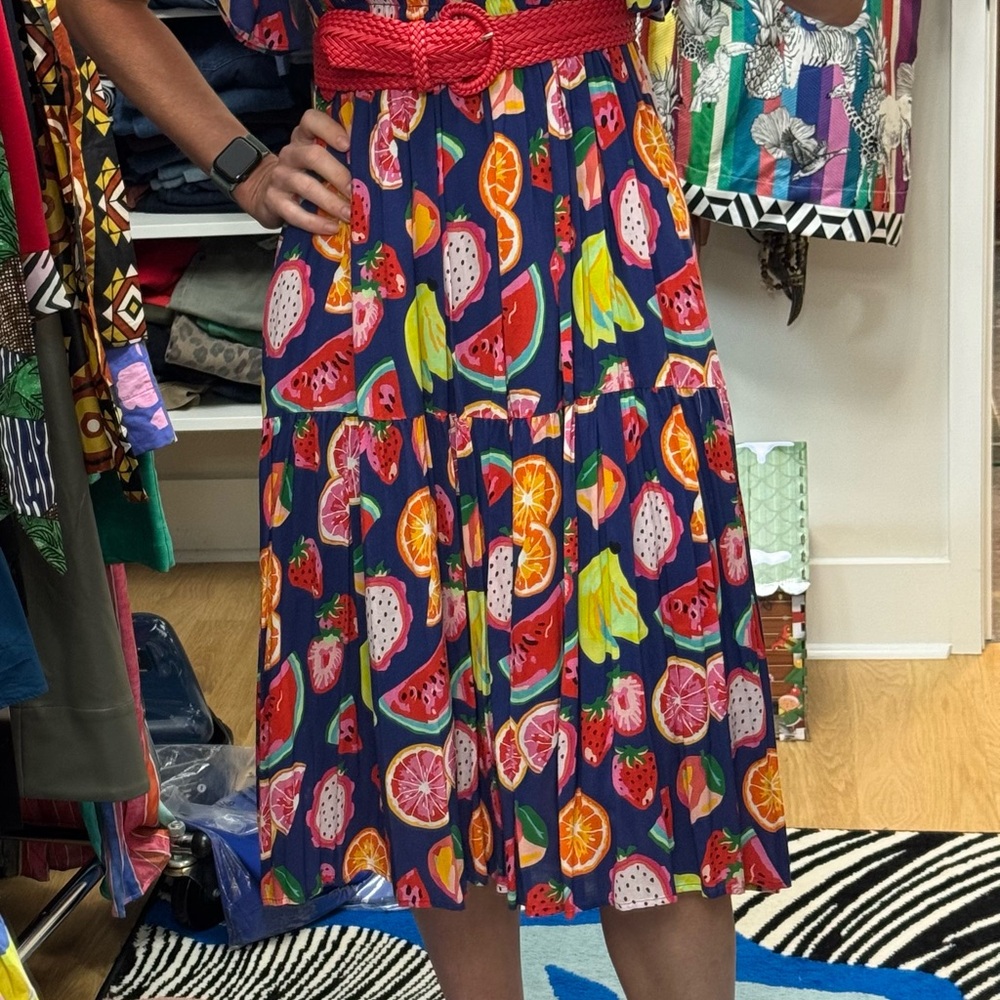 CROSBY by Mollie Burch Colorful Dress with Red and Blue Highlights